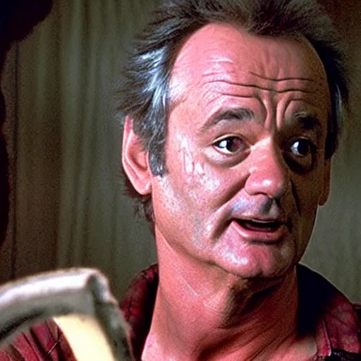 Image similar to bill murray in evil dead