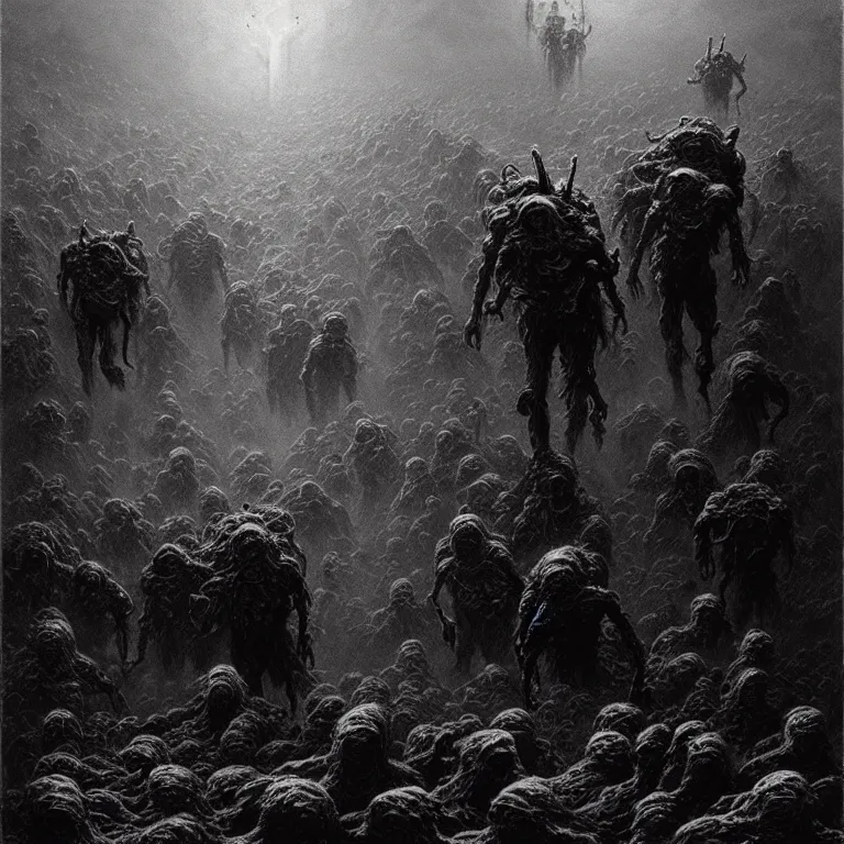 Image similar to a cinematic scene from the fleeing human soldiers, lovecraft, concept art by beksinski and jean delville, dramatic lighting, ultra hd, hdr, 8 k