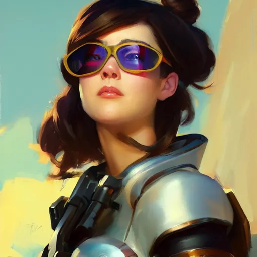 Image similar to greg manchess painting of mary elizabeth winstead as an overwatch character, profile picture, matte painting, bold shapes, hard edges, street art, trending on artstation, by huang guangjian and gil elvgren and sachin teng