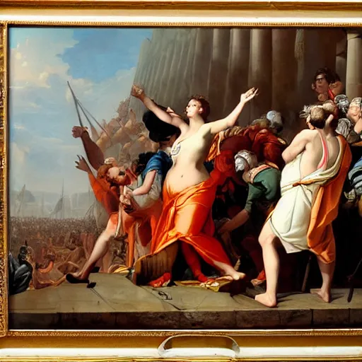 Image similar to pyrrhic victory, painting by johann peter krafft,