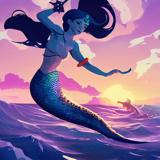 Image similar to painting mermaid treasure on sea of thieves game avatar hero smooth face median photoshop filter cutout vector, behance hd by jesper ejsing, by rhads, makoto shinkai and lois van baarle, ilya kuvshinov, rossdraws global illumination