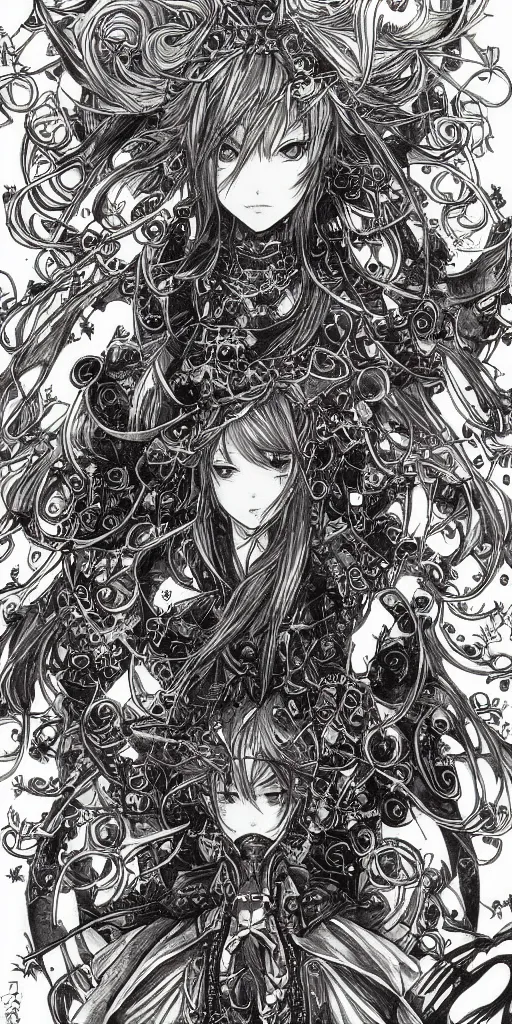 Image similar to a mage from final fantasy 14 drawn by Yoshitaka Amano, intricate, amazing line work, cosmic, psychedelic, cheerful,