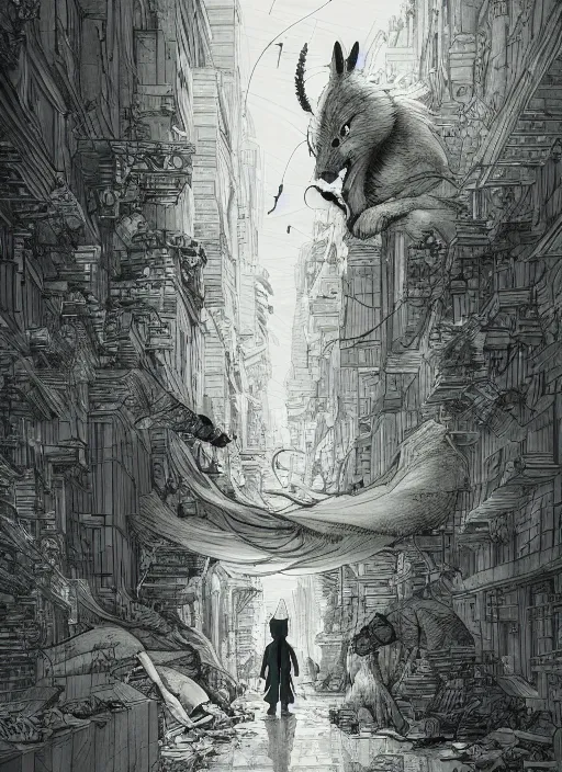 Prompt: Beastars Legoshi , Dynamic lighting, cinematic, extremely high detail, photo realistic, cinematic lighting, pen and ink, intricate line drawings, post processed, concept art, artstation, matte painting, style by Raphael Lacoste, Eddie Mendoza, Q Hayashida