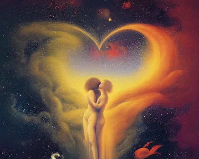 Image similar to abstraction of love in the cosmos, a simple vector pop surrealism, by ( leonardo da vinci ) and greg rutkowski and rafal olbinski