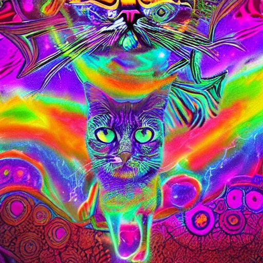 Image similar to psychedelic cat, fantasy