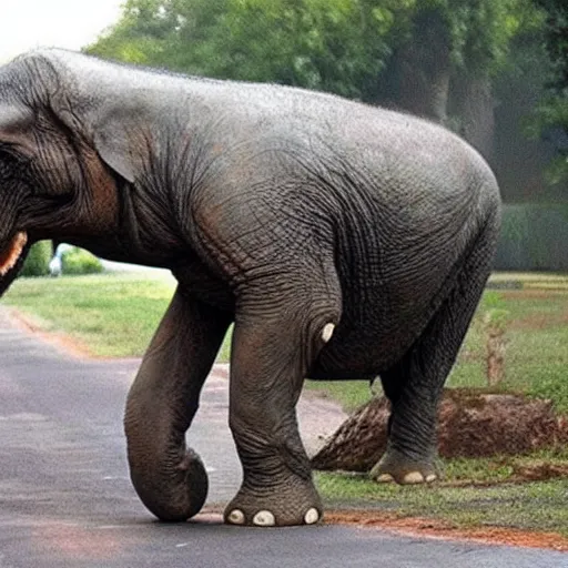 Prompt: t - rex!!!!!!!!! and elephant hybrid!!!!!!!!! animal