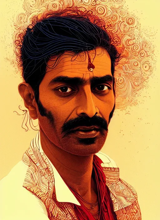 Prompt: portrait of a handsome rugged indian doctor, epic scene, by victo ngai, kilian eng vibrant colours, dynamic lighting, digital art, winning award masterpiece, fantastically beautiful, illustration, aesthetically inspired by beksinski and dan mumford, trending on artstation, art by greg rutkowski, 8 k