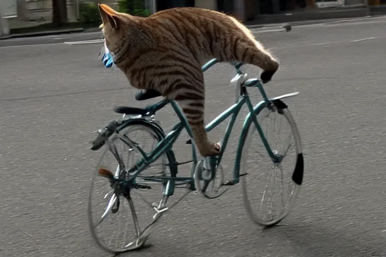 Image similar to cat flying on a bicycle