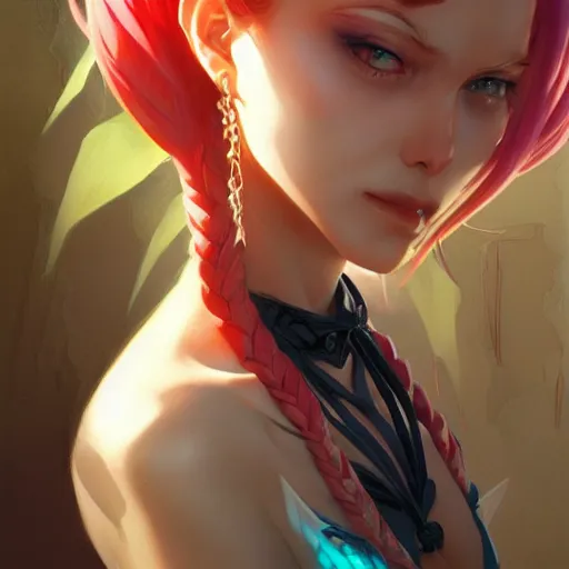 Image similar to ultra realistic illustration, jinx from arcane anime, intricate, elegant, highly detailed, digital painting, artstation, concept art, smooth, sharp focus, illustration, art by artgerm and greg rutkowski and alphonse mucha and wlop