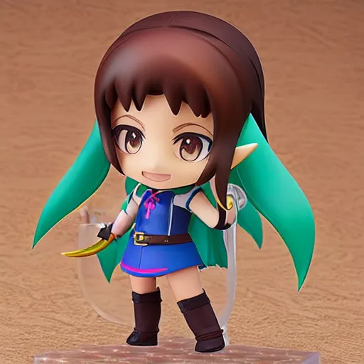 Image similar to high quality portrait flat matte painting of cute girl in the style of nendoroid and Toon Zelda , flat anime style, thick painting, medium close-up