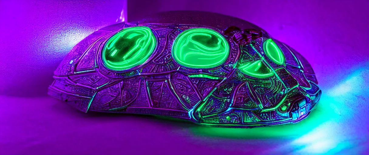 Image similar to high quality photo glowy iridescent cyborg scarab! jeweled very beautiful! highly detailed digital art david ligare elson peter cinematic purple neon lighting high quality low angle hd 8k sharp shallow depth of field