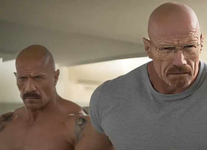 Image similar to film still of walter white as dwayne johnson in baywatch movie 2 0 1 7, 8 k