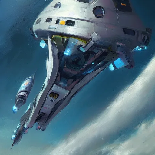 Image similar to futuristic spaceship jumping to warp, concept art oil painting by Jama Jurabaev, extremely detailed, brush hard, artstation, fantasy art