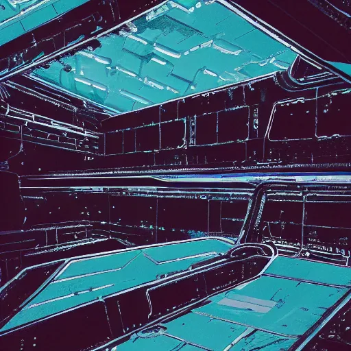 Image similar to inside an abandoned space station Ridley Scott style gouache