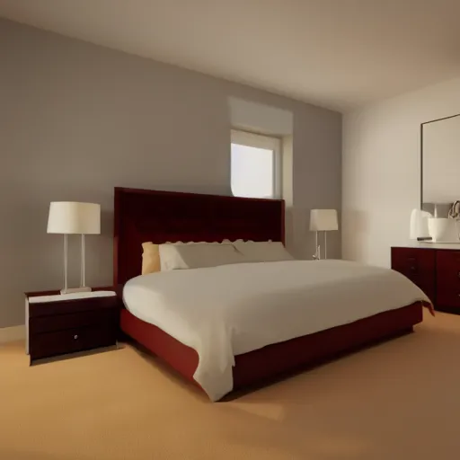 Image similar to 3 d render of bedroom of the 3 0 0 0 s