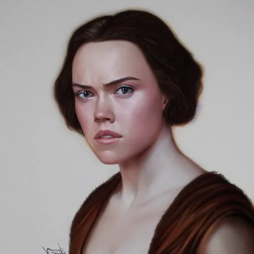 Prompt: a striking hyper real painting of Daisy Ridley by da Vinci