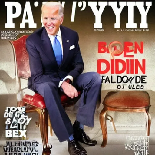 Prompt: joe Biden sitting on the loo reading a playboy magazine