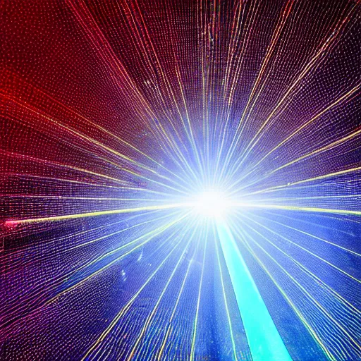 Image similar to Laser shining through a prism inside a black hole, 4K, ultra HD