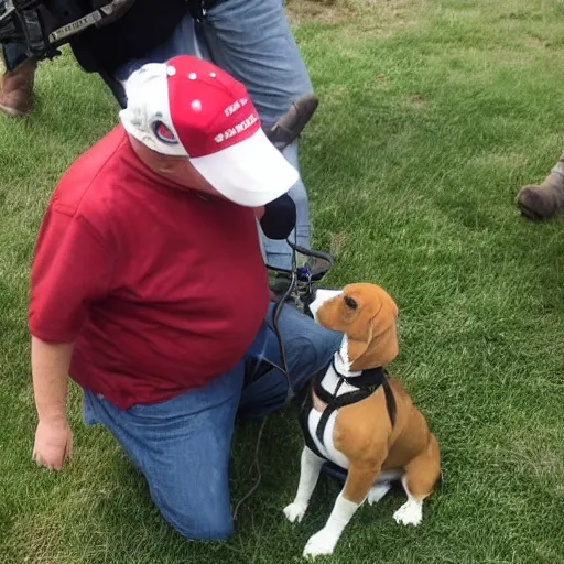 Image similar to beagles getting shot by a trump supporter