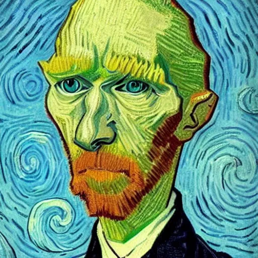 Image similar to handsome squidward portrait, van gogh art style