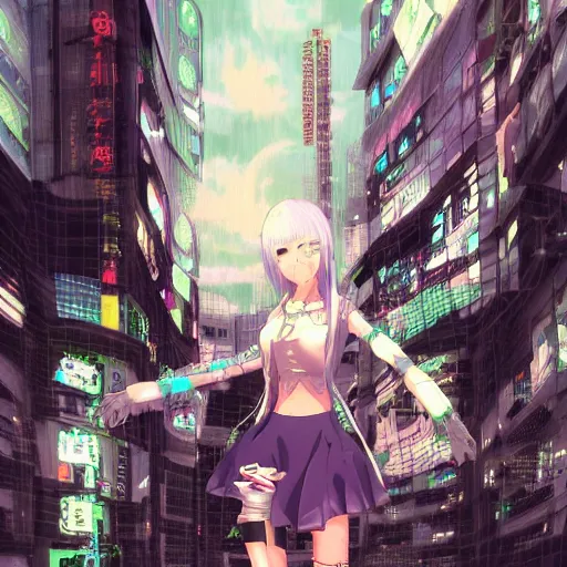Prompt: anime girl dystopia tokyo cyberpunk 3 d art