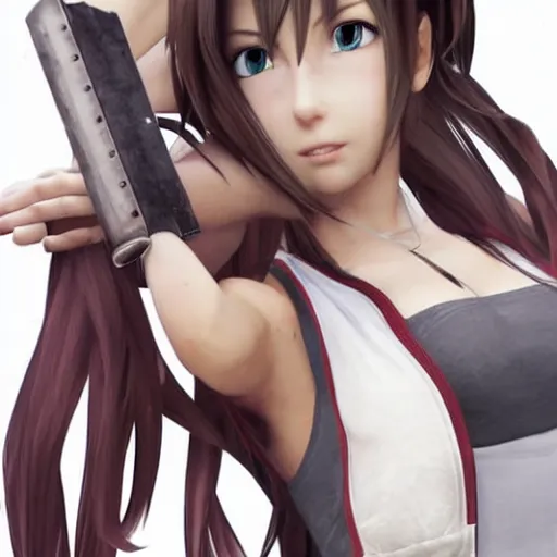 Image similar to aerith gainsborough mixed with tifa lockhart