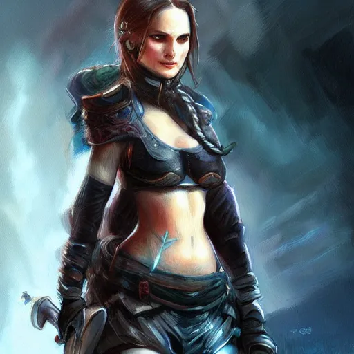 Prompt: a painting of Natalie Portman as a fantasy rpg rogue character by Ross Tran, digital art, highly detailed