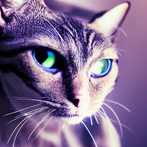 Image similar to portrait of a cute cyberpunk cat, realistic, futuristic, robot, professional photography