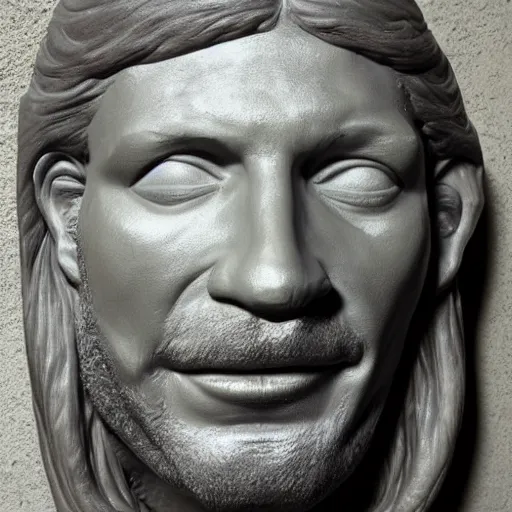 Image similar to sculpture of the face of aphex twin by michelangelo