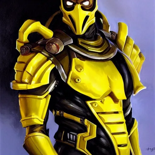 Image similar to greg manchess portrait painting of cyrax from mortal kombat as overwatch character, medium shot, asymmetrical, profile picture, organic painting, sunny day, matte painting, bold shapes, hard edges, street art, trending on artstation, by huang guangjian and gil elvgren and donato giancola