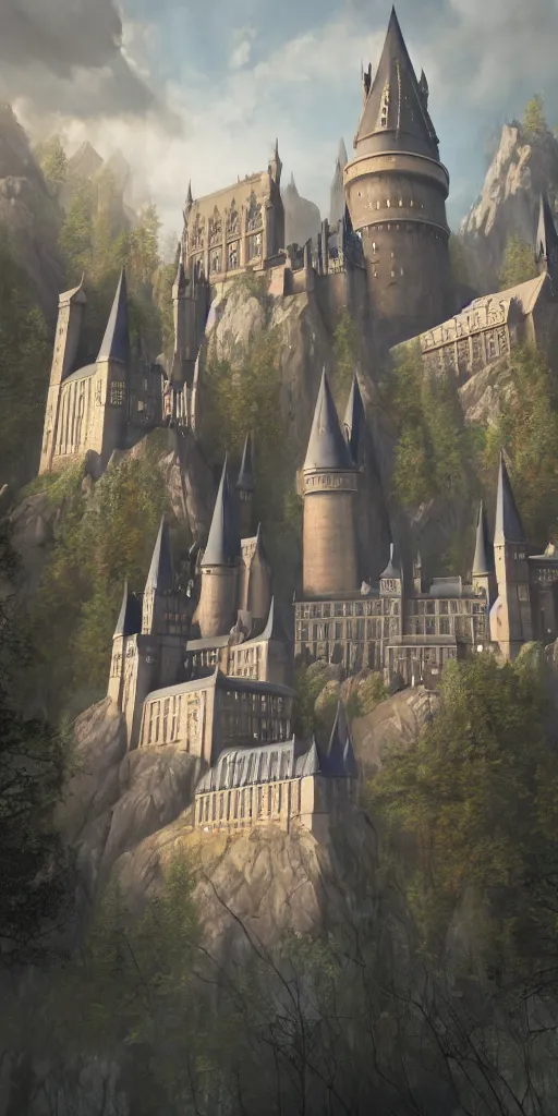 Prompt: mysterious painting of Hogwarts, immaculate scale, hyper-realistic, Unreal Engine, Octane Render, digital art, trending on Artstation, 16k, detailed, atmospheric, immaculate