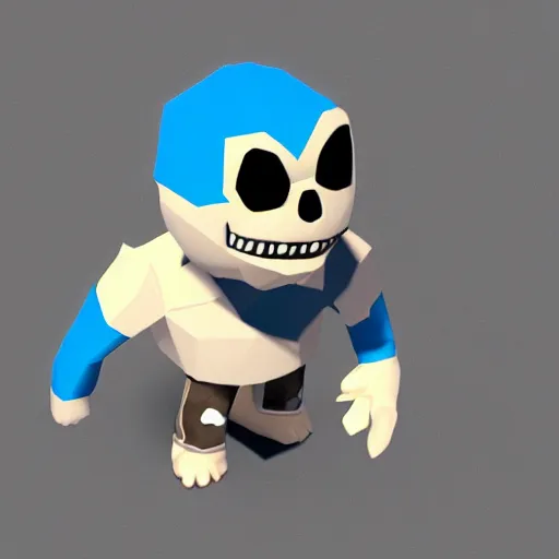 Prompt: Sans from Undertale as a low poly model of Playstation 1