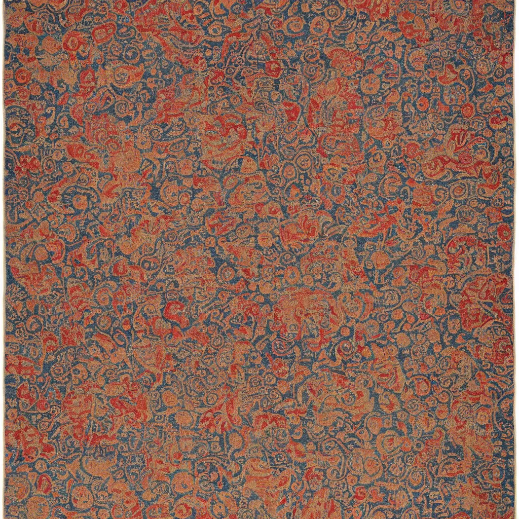 Prompt: photo of a wool rug designed by s. h. raza