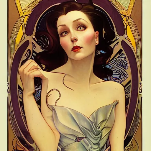 Image similar to a streamline moderne portrait in the style of anna dittmann and donato giancola and alphonse mucha.