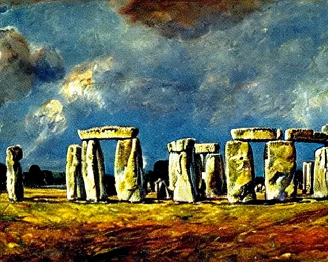 Image similar to Painting of Stonehenge by Jackson Pollock