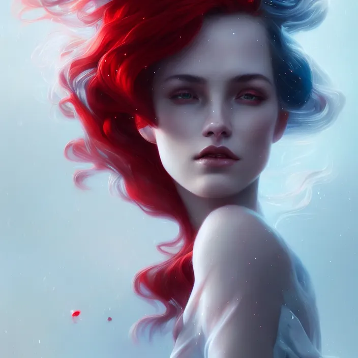 Prompt: america by charlie bowater and anna dittmann and artgerm and clemens ascher, intricate, elegant, red and white and blue mist, highly detailed, dramatic lighting, sharp focus, octane render, trending on artstation, artstationhd, artstationhq, unreal engine, 4 k, 8 k