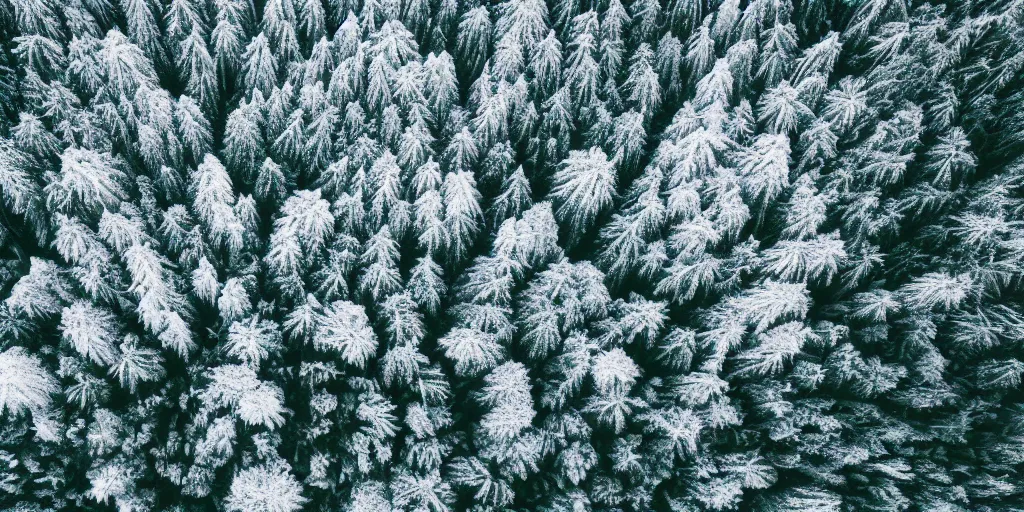 Prompt: aerial shot of a snow storm on a tropical forest