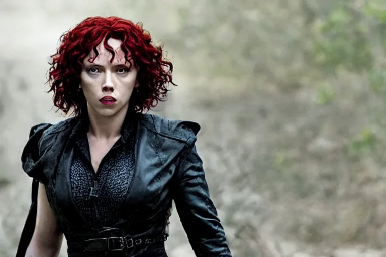 Image similar to film still Scarlet Johansson as Bellatrix Lestrange in Harry Potter movie