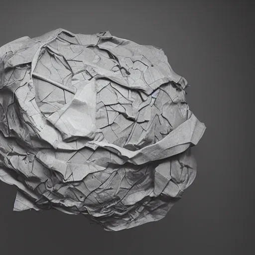 Prompt: photo of a crumpled up piece of rubbish, studio photo, photorealistic, volumetric lighting