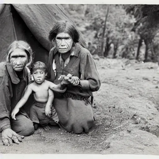 Image similar to a family of Neanderthals photographed by Dorothea Lange