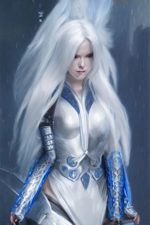 anime girl ninja with silver hair