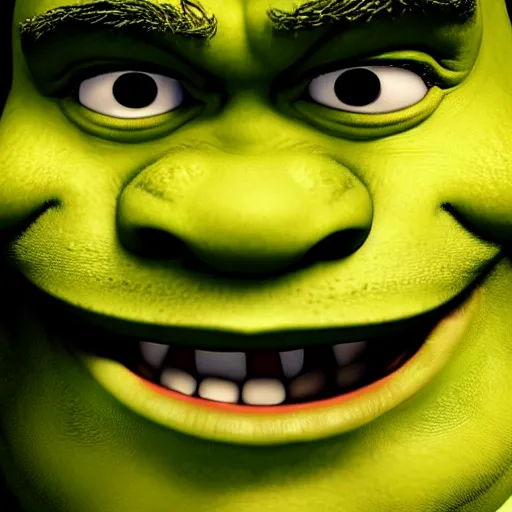 Handsome shrek, studio photography, blurred river with critmas