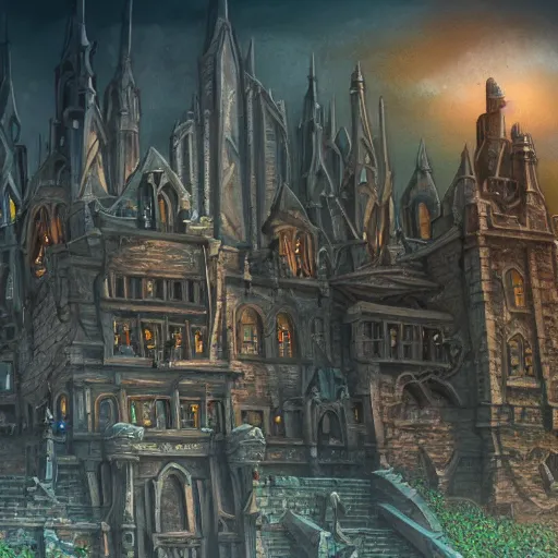 Image similar to an ultra realistic skeltor, hyper detailed, cinematic, background castle greyskull, depth of field, full color