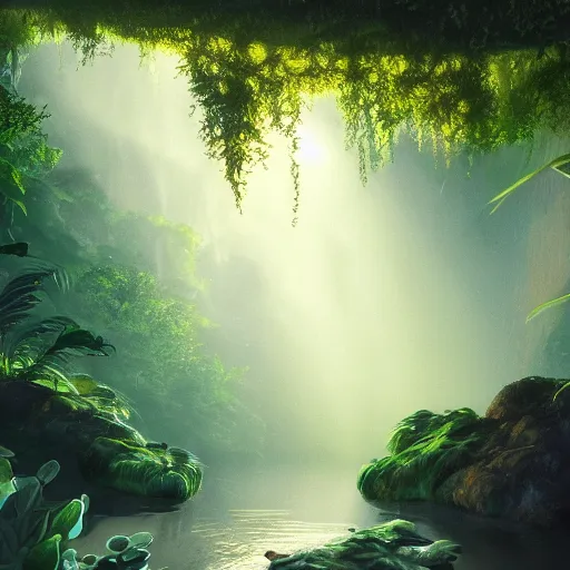 Image similar to great jungle turquiose waterfall, highly detailed, mist, god rays, cinematic, cinematic lighting, ultra details, cinematic, digital painting, artstation