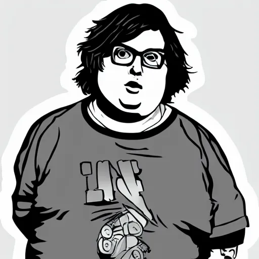 Image similar to andy milonakis & clark duke hybrid, vector, svg sticker art