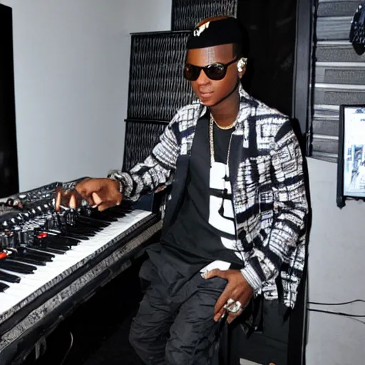 Image similar to wizkid in the studio