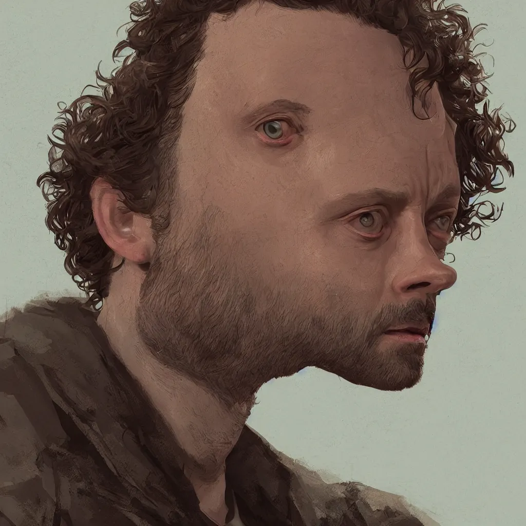 Image similar to close up portrait of handsome michael sheen, highly detailed, digital painting, artstation, concept art, illustration, art by simon stalenhag