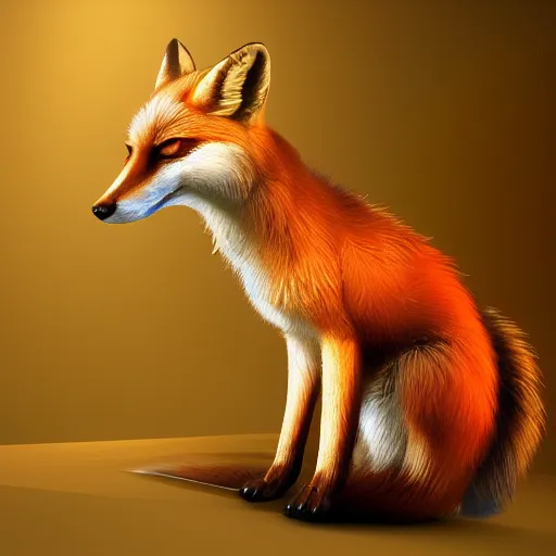 Prompt: Photorealistic magic fox. Hyperdetailed photorealism, 108 megapixels, amazing depth, glowing rich colors, powerful imagery, psychedelic Overtones, 3D finalrender, 3d shading, cinematic lighting, artstation concept art