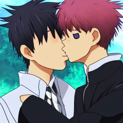 Image similar to shinji ikari and kaworu nagisa kissing, HD