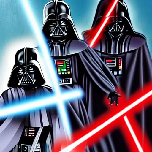 Prompt: Dark Vador vs Darth Vader, anime style